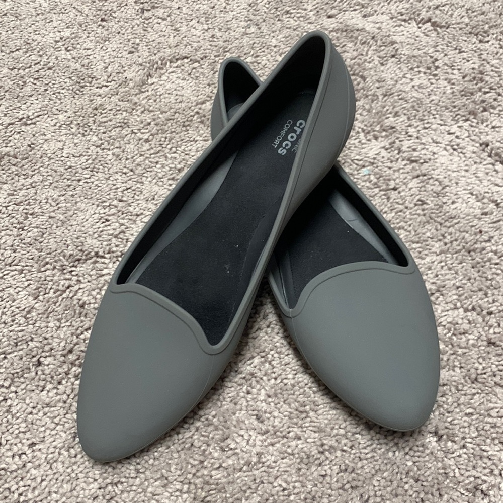 Gray Crocs Flats